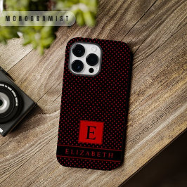 Funda Para iPhone 14 Pro Max De Case-Mate Punto de polka rojo de fondo negro de personalizab