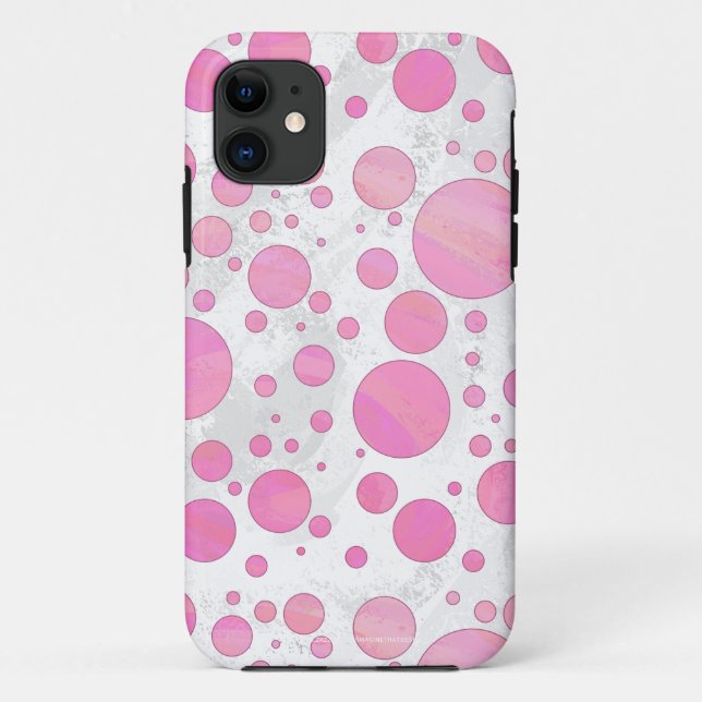 Funda De Case-Mate Para iPhone Punto de polka rosado de golfo (Reverso)