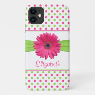 title_seo2 Punto Gerbera Daisy de Polka Verde Rosa