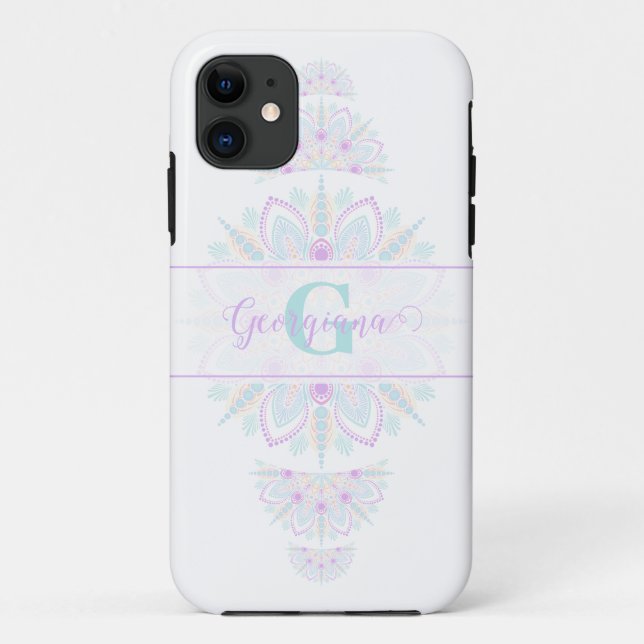 Funda De Case-Mate Para iPhone Punto ornamental del arcoiris Pastel personalizado (Reverso)