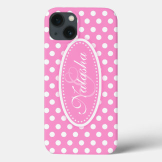 Funda Para iPhone 13 Punto polaco con rosa suave