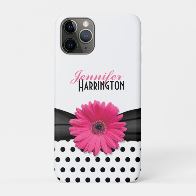 Funda De Case-Mate Para iPhone Punto Rosa Gerbera Daisy Polka (Reverso)
