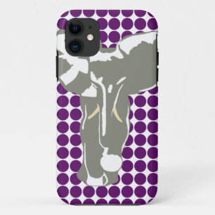 Funda Para iPhone 11 Punto safari violeta africano con elefante de arte
