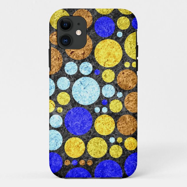 Funda De Case-Mate Para iPhone Puntos abstractos de polka | Aqua azul amarillo (Reverso)