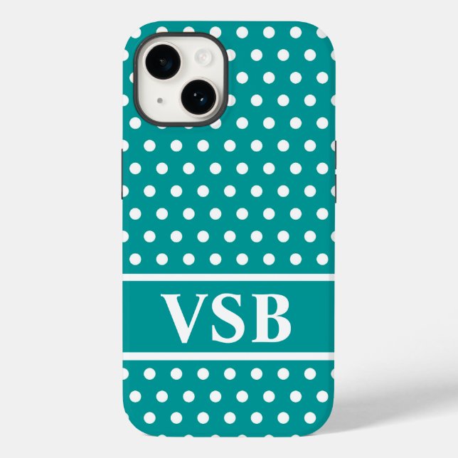 Funda De Case-Mate Para iPhone Puntos Aqua Polka (Reverso )