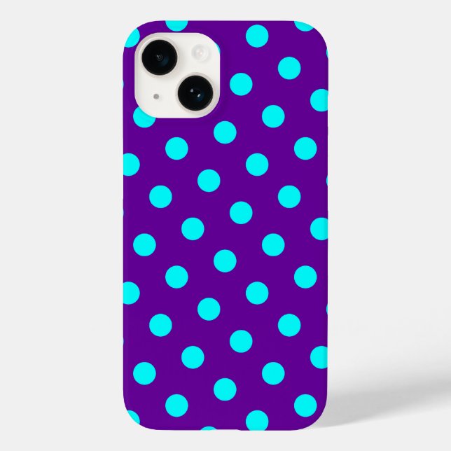 Funda De Case-Mate Para iPhone Puntos Aqua y Purple Polka (Reverso )