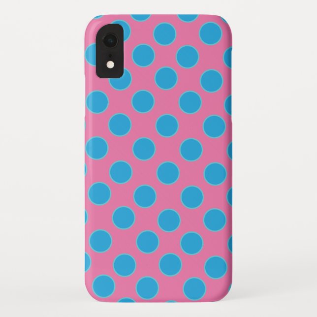 Funda De Case-Mate Para iPhone Puntos azules bebés en fondo rosado (Reverso)