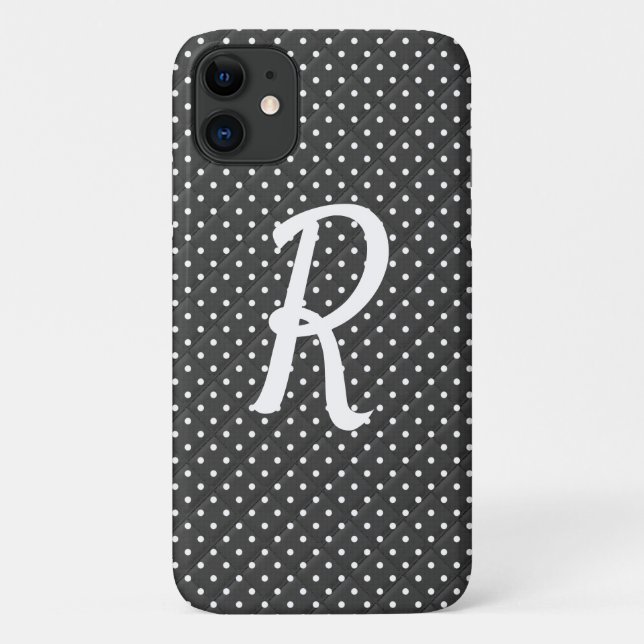 Funda De Case-Mate Para iPhone puntos blancos en monograma negro (Reverso)