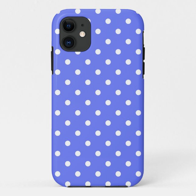 Funda De Case-Mate Para iPhone puntos blancos sobre fondo azul. (Reverso)
