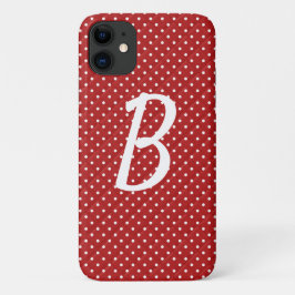 Funda Para iPhone 11 puntos blancos sobre monograma rojo