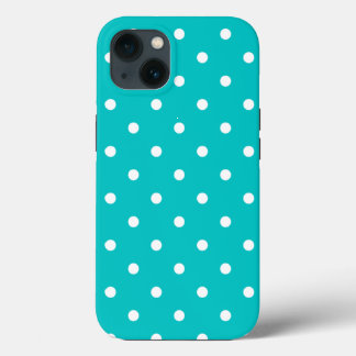Funda Para iPhone 13 Puntos blancos, Verde azulado patrón de puntos de 