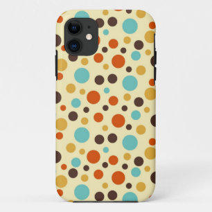 Funda Para iPhone 11 Puntos de Lunares Colores Retro Azul Amarillo Rojo
