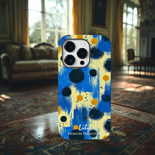 Funda Para iPhone 14 Pro De Case-Mate Puntos de Pincelada Abstracta con Nombre Personali