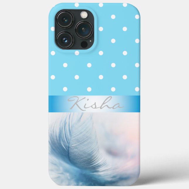 Funda De Case-Mate Para iPhone Puntos de plumas azules personalizados (Reverso )
