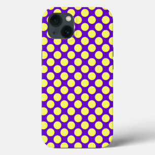 Funda Para iPhone 13 Puntos de Polka Amarillo con fondo morado STaylor