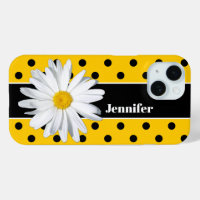 Puntos de Polka Amarillo, Negro, Estuche para iPho