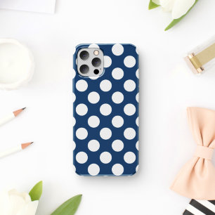 Funda Para iPhone 11 Puntos de Polka Azul de la Marina, Patrón de Punto