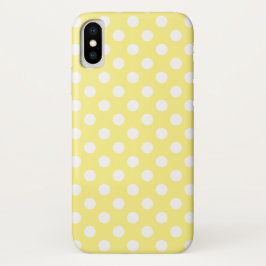 Funda Para iPhone X Puntos de polka blanco sobre amarillo limón