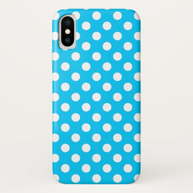 Funda De Case-Mate Para iPhone Puntos de polka blanco sobre azul eléctrico (Reverso)