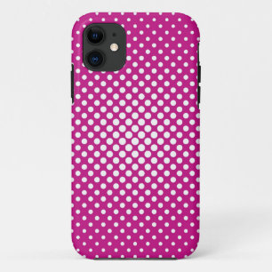 Funda Para iPhone 11 Puntos de Polka Blanco sobre fondo rosado