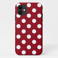 Puntos de polka blanco sobre rojo carmesí