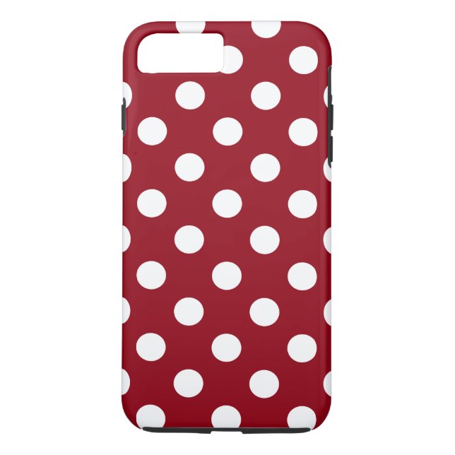Funda De Case-Mate Para iPhone Puntos de polka blanco sobre rojo carmesí (Reverso)