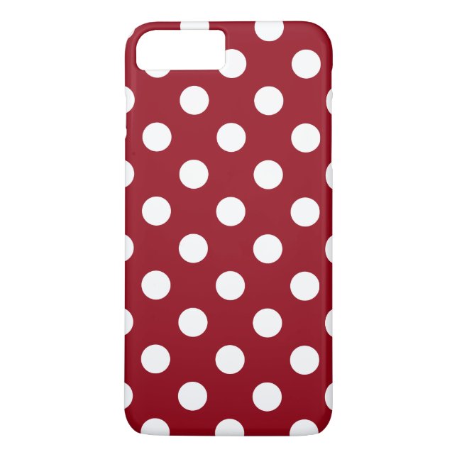 Funda De Case-Mate Para iPhone Puntos de polka blanco sobre rojo carmesí (Reverso)