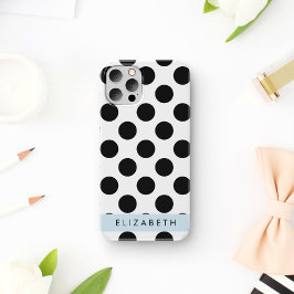 Funda Para iPhone 12 Pro Puntos de Polka blancos y negros, punteados, tu no