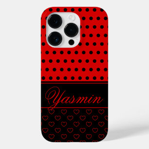 Funda Para iPhone 14 Pro De Case-Mate Puntos De Polka De Estilo Rojo Y Negro Guay, Nombr