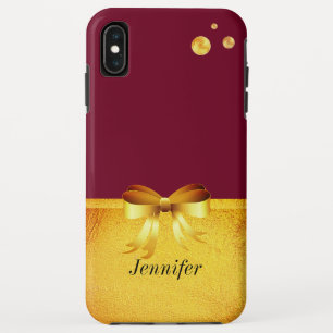 Funda Para iPhone XS Max puntos de polka de oro de moda, cinta dorada en bu