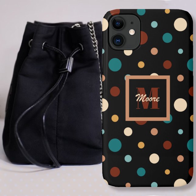 Funda De Case-Mate Para iPhone Puntos de Polka - Diversos tamaños Negro - Hues so (Polka Dots - Various Sizes Black - Fading Sun Hues Case-Mate iPhone Case by Leapfroglisics Shop)