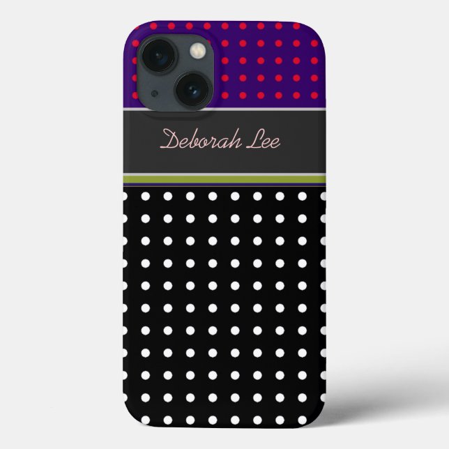 Funda De Case-Mate Para iPhone puntos de polka elegantes personalizados (Reverso)