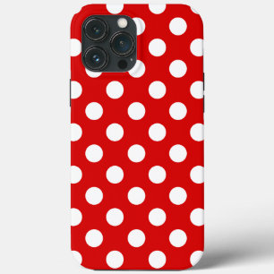 Funda Para iPhone 13 Pro Max Puntos de Polka Grandes, Rojo Flashy
