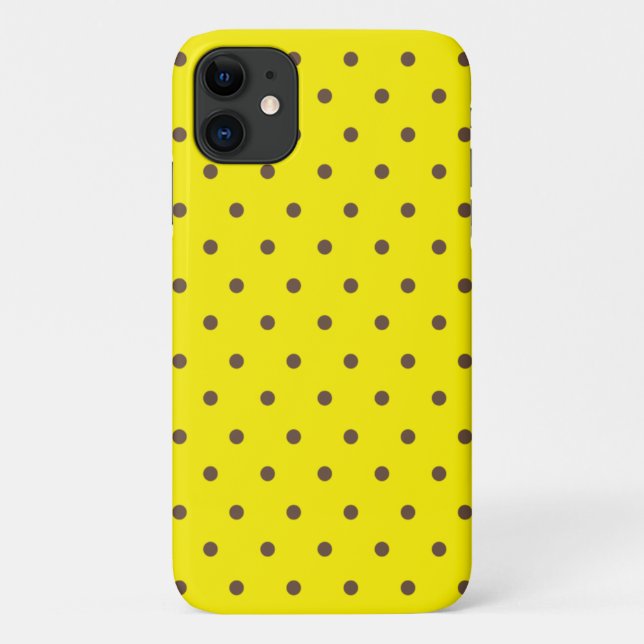 Funda De Case-Mate Para iPhone puntos de polka marrón sobre amarillo (Reverso)