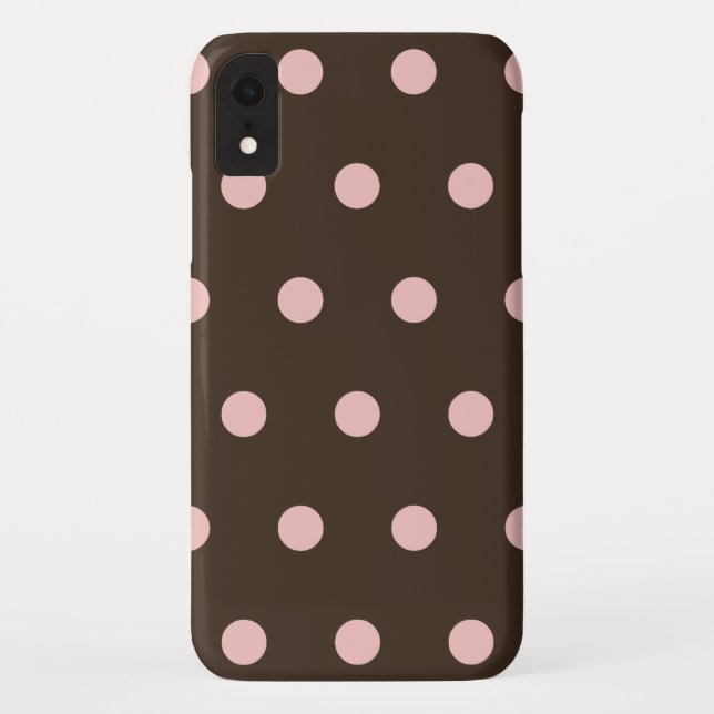 Funda De Case-Mate Para iPhone Puntos de polka marrón y rosa (Reverso)