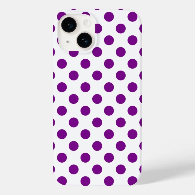 Funda De Case-Mate Para iPhone Puntos de polka morado y blanco (Reverso )