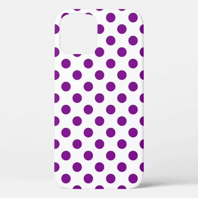 Funda De Case-Mate Para iPhone Puntos de polka morado y blanco (Reverso )