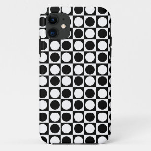 Funda Para iPhone 11 Puntos de polka negros de color blanco