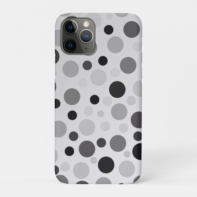 Funda De Case-Mate Para iPhone Puntos De Polka Negros Y Gris, (Reverso)