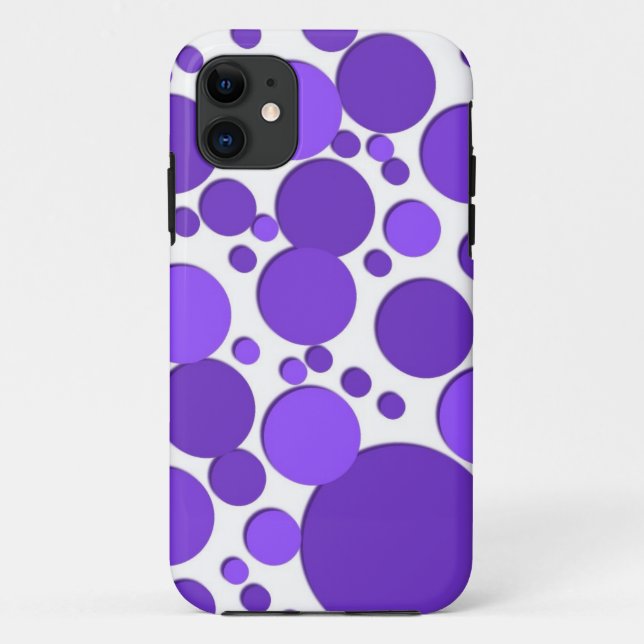 Funda De Case-Mate Para iPhone puntos de polka púrpura (Reverso)