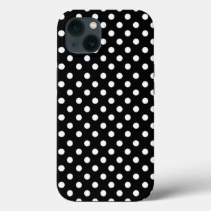 Funda Para iPhone 13 Puntos de polka retro blanco y negro