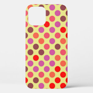 Funda Para iPhone 12 Pro Puntos de polka retro   Marrón violeta rojo