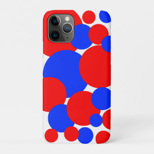 Funda Para iPhone 11 Pro Puntos de Polka Rojo, Blanco y Azul