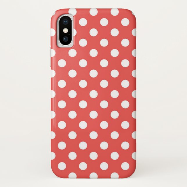 Funda De Case-Mate Para iPhone Puntos de Polka Rojo y Blanco (Reverso)