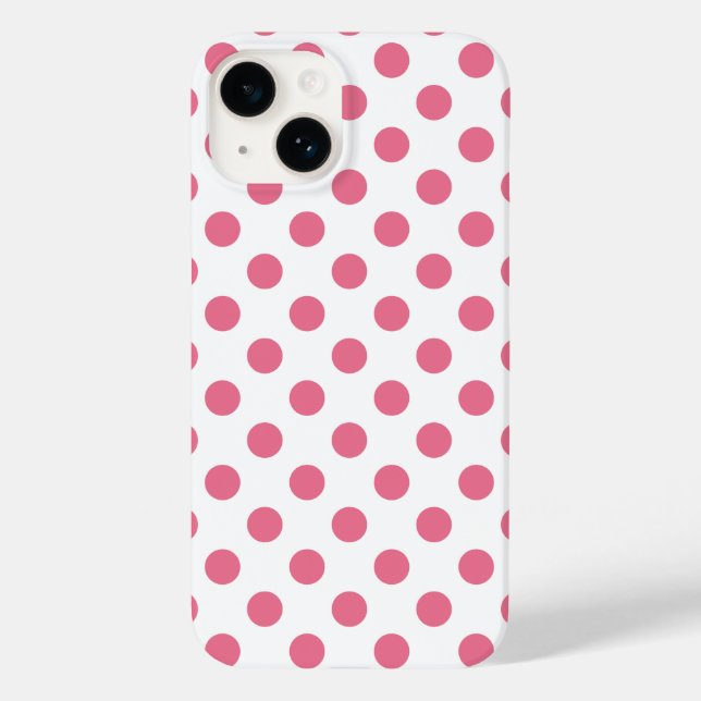 Funda De Case-Mate Para iPhone Puntos de polka rosa y blanco (Reverso )