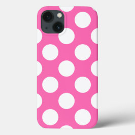 Funda Para iPhone 13 Puntos de Polka Rosado Caliente