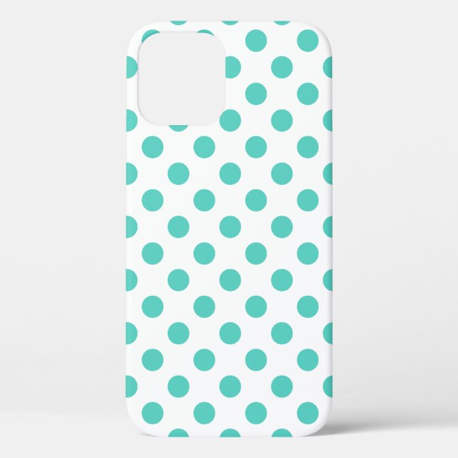 Funda De Case-Mate Para iPhone Puntos de polka turquesa (Reverso )