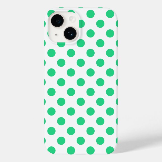Funda De Case-Mate Para iPhone Puntos de polka verdes y blancos (Reverso )