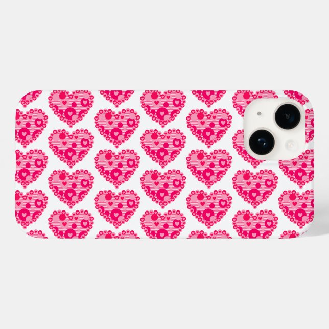 Funda De Case-Mate Para iPhone Puntos de rayas Corazones (Reverso  (Horizontal))