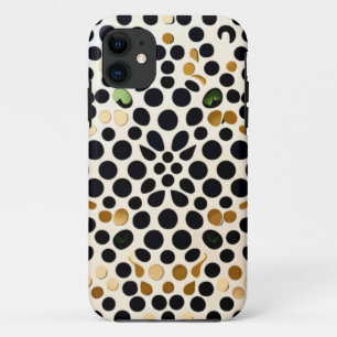 Funda Para iPhone 11 Puntos del Polka Azul de la Marina: Oro y acentos 